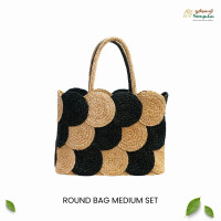 Banana Fiber Round bag medium set