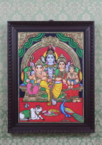 Thanjavur Painting 24X18 Inch Siva Family