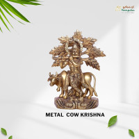 Metal 9.5 Inch Cow Krishna