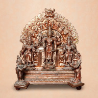 Bronze 7 Inch Perumal Set W/P/with Karudan Hanuman