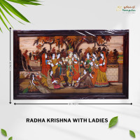 Rosewood Panel Krishna Radha with ladies