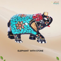 Elephant with stone