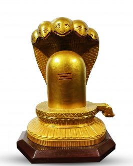 Wood Craving Shiva Lingam with Snake
