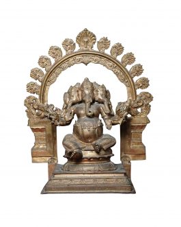 Bronze Sitting 5 Face Ganesh With Thiruvachi 24 inch